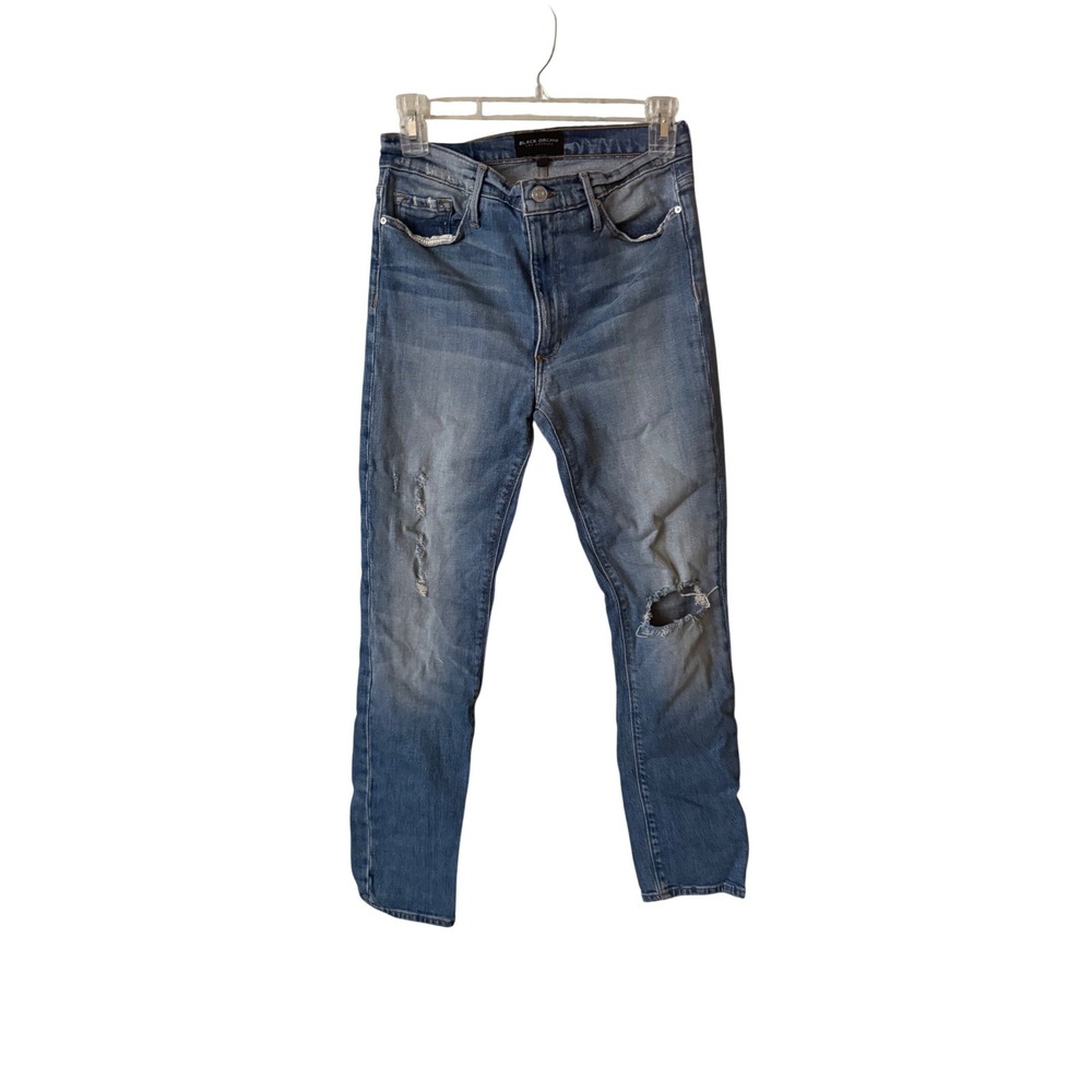 Black Orchid Women's Blue Distressed Slim High Rise Ripped Denim Jeans 26
